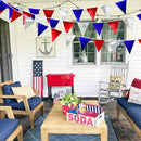 Red Blue Silver Party Decorations Metallic Fabric Triangle Pennant Banner Flag Bunting Garland for Graduations 4th of July American USA National Day Patriotic Veterans Birthday Outdoor Party Supplies by GreenHaven Gardens