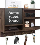 Key Holder for Wall, Mail Organizer Wall Mount with Key Hooks and Chalkboard & Mirror for Sunglasses Storage and Dog Leash Hanger, Decorative with 4 Double Hooks by CozyNest Decor