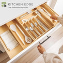 Premium Silverware, Flatware and Utensil Organizer for Kitchen Drawers, Food-Safe Contract Grade, Expandable from 14 to 25 In, Natural Bamboo by CozyNest Decor