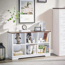 Farmhouse 6 Cube Bookshelf, White Storage Organizer Bookcase, Kids Toy Storage Cabinet, Long Bookshelves Storage Organizer Shelf, Wood Display Cabinet Book Shelves for Bedroom,Living Room,Office by CozyNest Decor