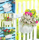 Sungmor Wall Hanging Planters,11.5 Inch Hanging Flower Pots for Railing Fence - Indoor Outdoor Balcony Wall Hanging Basket, Plastic Plant Pot Container - Half Round & 3PC Pack & Grey White by CozyNest Decor