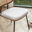 Rattan Dining Chairs Set of 2, Mid Century Modern Dining Chairs with Cane Back for Kitchen Dining Room, 19 Inch Fabric Beige by CozyNest Decor