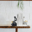 Heavy Duty Book Ends for Shelves, Thinker Decorative Bookends for Heavy Books, Unique Book Stoppers to Hold Book, Bookshelf Accessories, Modern Home Office Decor Aesthetic Black & White by CozyNest Decor