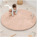 Comfy Cubs Round Kids Play Mat - Medium 48 inches Soft Quilted Baby Floor Mat with Non-Slip Bottom - Plush Design for Toddlers' Playtime and Relaxation - Comfortable and Durable - Blush by TinyTreasures Baby Boutique