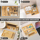 Kitchen Drawer Organizer Bins, Stackable Bamboo Drawer Organizer for Silverware, Flatware, Coffee Pod Organizer K Cup Holder for Countertop, 2 Pcs Coffee Station Organizer 12" x 6" x 2.5" by CozyNest Decor