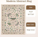8x10 Area Rugs with Insect Print - Bug Rug Non-Shedding Stain Resistant Soft Carpet for Bedroom, Low Pile Ultra-Thin Machine Washable Carpet for Dining Room, Kids Nursery, Office (8'x10' Beige) by TinyTreasures Baby Boutique