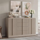 Buffet Cabinet with Storage, 60" Fluted Coffee Bar Cabinet with 4 Drawers & 2 Doors, Solid Wood Handle, Credenza Accent Storage Cabinet for Kitchen Living Dining Room, Natural Oak(1PCS) by CozyNest Decor