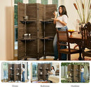 Partition Room Dividers, 67 * 51inch Folding Wood Privacy Screen with Three Display Shelves Suitable for Home Office, Study, Art Display - 4 Panel (Brown) by CozyNest Decor