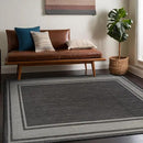 Beverly Rug Outdoor Rug 8x10 Modern Bordered Area Rugs for Indoor and Outdoor Patio Deck Porch Garden Waterproof Weather Sun Resistant Washable Outside Carpet (8 x 10 Dark Gray) by CozyNest Decor