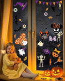 Halloween Window Clings - 9 Sheets 129 Pcs Cute Happy Halloween Window Decorations Indoor for Home Party Eyes Pumpkin Ghost Bats Stickers for Glass Double-Sided Removable Static Glass Decals by CozyNest Decor