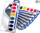 Bedwina Watercolor Paint Set- Bulk Of 24 Sets - 8 Water Color Washable Paints, Palette Tray and Painting Brush, for Art Schools and Paint Party Supplies by TinyTreasures Baby Boutique