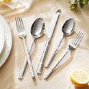 KINGSTONE 30 Piece Hammered Silverware Set, 18/10 Stainless Steel Flatware Set for 6, Cutlery Set for Home, Party, Wedding, Mirror Polished Dishwasher Safe by CozyNest Decor