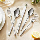 KINGSTONE 40 Piece Hammered Silverware Set, 18/10 Stainless Steel Flatware Set for 8, Cutlery Set for Home, Party, Wedding, Mirror Polished Dishwasher Safe by CozyNest Decor