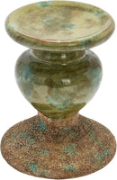 Creative Co-Op 2-Tone Sculptural Terracotta Pillar Candle Holder, Distressed Green by CozyNest Decor
