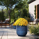 LuxenHome 12" Dia Large Ceramic Pots for Plants, Ocean Blue Glazed Planters for Outdoor Plants, Round Indoor Flower Pots with Drainage Hole and Rubber Plug for Home Garden Patio by CozyNest Decor