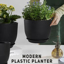 Plant Pots 10/9/8/7.5/7 inch Set of 5,Flower Pots with Multi Mesh Drainage Holes, Large Planters for Indoor Outdoor Garden Plants and Flowers. (Black) by GreenHaven Gardens