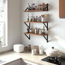 Heimlove Floating Shelves for Wall, 16 Inch Long Wood Floating Shelves Set of 3, Wall Mounted Hanging Shelf for Bathroom Bedroom Kitchen, Rustic Brown by CozyNest Decor
