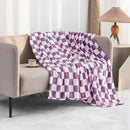 LOMAO Throw Blankets Flannel Blanket with Checkerboard Grid Pattern Soft Throw Blanket for Couch, Bed, Sofa Luxurious Warm and Cozy for All Seasons (Purple, 40"x50") by CozyNest Decor