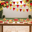 Red Gold Party Decorations Metallic Fabric Triangle Pennant Banner Flag Bunting Garland for Graduation Birthday Wedding Bachelorette Anniversary Baby Shower Christmas Holiday New Year Party Supplies by GreenHaven Gardens
