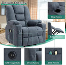 VIVIJASON Power Lift Chair Electric Recliner for Elderly Heated Vibration Massage Soft Fabric Recliner Chair with 2 Remote Controls, USB Ports, Side Pockets & Cup Holders for Living Room (Blue) by CozyNest Decor