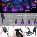 Solar Halloween Lights Outdoor, 13Ft Outdoor String Lights with 10 Flickering Flame Bulb, Waterproof Solar Powered Purple Halloween Lights LED Flame Lights for Halloween Decorations Yard Patio Garden by GreenHaven Gardens