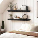 36"x6.8"x1.6" Slanted Floating Wall Shelves 2-Pack - Rustic Black Finish, Heavy-Duty Solid Wood Design with Hidden Brackets - Perfect for Living Room, Kitchen, Bathroom, or Office by CozyNest Decor