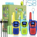 Walkie Talkies for Kids Adults Long Range Rechargeable 3 Pack, FRS 2 Way Radio Toy for 3-12 Year Old Boys Girls Toddlers, Shockproof NOAA Walkie-Talkie 4 Miles for Family Camping Skiing Cruise by TinyTreasures Baby Boutique