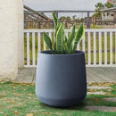 Kante 15.3" Dia Round Concrete Planter, Outdoor Indoor Large Plant Pots Containers with Drainage Hole and Rubber Plug for Home Garden Patio, Charcoal by GreenHaven Gardens