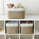 TheWarmHome Organization and Storage Basket for Gifts Empty - 16x12x12 inch Cube Storage bin 3 Pack Fabric Storage Cubes, Collapsible Baskets for Organizer Closet Cloth Gift Toy (White & Khaki) by TinyTreasures Baby Boutique