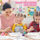 Blosssound 10 Set Pre Printed Canvas Pre Drawn Canvas Painting with Easel Kits 5" x 7" Outline Painting Panels for Beginners, DIY Craft Project, Party Favor, Home Decors(Bunny) by TinyTreasures Baby Boutique