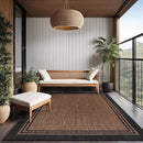 Bordered Outdoor Rug 6x9 Washable Outside Carpet for Indoor Patio Porch Waterproof Easy Cleaning Non Shedding Area Rugs Nut Brown 6 x 9 by CozyNest Decor