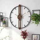Modern Walnut Dial Wall Clock, Wood Large Wall Clock Decor Metal Frame Silent Non Ticking for Living Room, Bedroom, Kitchen, Study Decoration, Handmade Home Present Idea, 24 in （60 cm） by CozyNest Decor