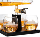 Wine & Whiskey Decanter Set 1100ml with 4 Whiskey Glasses