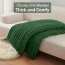 Chunky Knit Throw Blanket, 60''*80'' Knitted Throw Chenille Yarn for Bed Couch, Handmade Grass Green Crochet Big Thick Blanket, Machine Washable Cute Comfy Blanket for Home Decor by CozyNest Decor