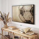 Elephant Stock Worn Soccer Ball Wall Art - Horizontal Framed Canvas - 1-Piece Living Room Wall Decor - Photography sports Canvas Print - Brown and Gray Decor for Wall - 43" X 29" by CozyNest Decor