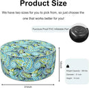 Inflatable Ottoman Stool D31 xH14 for Outdoor/Indoor Use, Water Repellent Patio Foot Rest with Portable Handle,Round Pouf Ottoman Suitable for Garden,Deck and Camping - Paisley Lapis Green by CozyNest Decor
