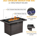 LayinSun 44" Propane Gas Fire Pit Table, 55000 BTU Rectangular Fire Pit with Glass Wind Guard for Outside Patio Deck Garden Backyard by GreenHaven Gardens