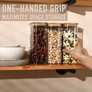 56oz Rectangle Airtight Glass Storage Containers with Bamboo Lids (Set of 3), Square Food Storage Jar, Pantry Organizers for Oats, Cereal, Pasta and Coffee beans (‎with Black Lable) by CozyNest Decor
