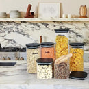 Urban Green Glass Jars with Black Lids, Glass food storage container sets with black lids, Airtight Canisters Sets with Bamboo Lids. Pantry Jar (3 Pack of 48oz) by CozyNest Decor