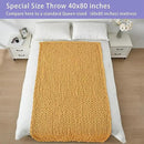 Bigacogo Chunky Knit Throw Blanket for Couch, 40x80 inches, 100% Hand Knitted with Thick Jumbo Chenille Yarn, Cozy Soft Large Rope Knot Cable Crochet Blankets for Sofa Bed Living Room, Mustard Yellow by CozyNest Decor