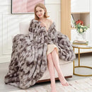 Ultra Soft Luxury Faux Fur Throw Blanket for Counch,Fuzzy Fluffy Plush Warm Cozy Elegant Wrinkled Blanket for Sofa Bedroom Living Room,（50"x60",Tie-dye Taupe） by CozyNest Decor