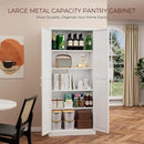71" Tall Metal Pantry Cabinet, White Kitchen Pantry Storage Cabinet with 4 Adjustable Shelves and Gold Handles, Cupboard for Kitchen, Dining Room, Living Room, Bathroom by CozyNest Decor