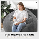 Hobestluk 4.5FT Bean Bag Chair Giant Bean Bag Chair with Filler Included Adult Bean Bag Chairs with Removable Cover for Bedroom Living Room - (Jumbo, Grey) by CozyNest Decor