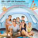 WhiteFang Beach Tent Anti-UV Portable Sun Shade Shelter for 3/4/6/8 Person, Extendable Floor with 3 Ventilating Mesh Windows Plus Carrying Bag, Stakes and Guy Lines by TinyTreasures Baby Boutique