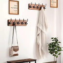 Dseap Wall Mounted Coat Rack: Patented, Heavy-Duty, 17.4" Long 5-Double-Hooks Wooden Hanger Rail for Winter Coats, Hat, Jacket, Clothing - Natural & Black, Pack of 2 by CozyNest Decor