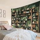 HVEST Green Plant Bookshelf Tapestry Book on Bookshelf and Plant Potted Tapestry Wall Hanging Reading Wall Tapestries for Study Room Bedroom Living Room College Dorm Decor, 51L x 59W Inches by CozyNest Decor