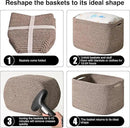 Storage Baskets for Shelves Organizing, Woven Cotton Rope Baskets for Storage, Book Basket, Decorative Shelf Basket, 12.5"Lx9.1''Wx7.9''H (4 Packs) Dark Brown by CozyNest Decor