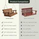 Amish Casual 5 Foot Roll Back Porch Swing with Cup Holders in Semi-Solid White Stain - Amish Made in The USA from Treated Pine Heavy Duty 700 Lb. Weight Capacity by GreenHaven Gardens