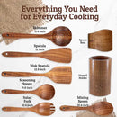 PriorityChef Premium Wooden Spoons for Cooking - 6pc with Utensil Holder, Spoon Rest and Hanging Hooks, Smooth Finish Teak Wooden Utensil Set, Heat-Resistant & Nonstick Safe, Ideal for Gifting by CozyNest Decor