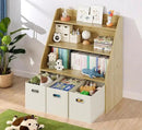 Kids Bookshelf and Toy Organizer, 3-Tier Toy Storage Organizer with 3 Movable Drawers, Montessori Toy Shelf, Nursery Book Shelves Toddler Bookshelf for Kids Room Living Room Nursery by CozyNest Decor